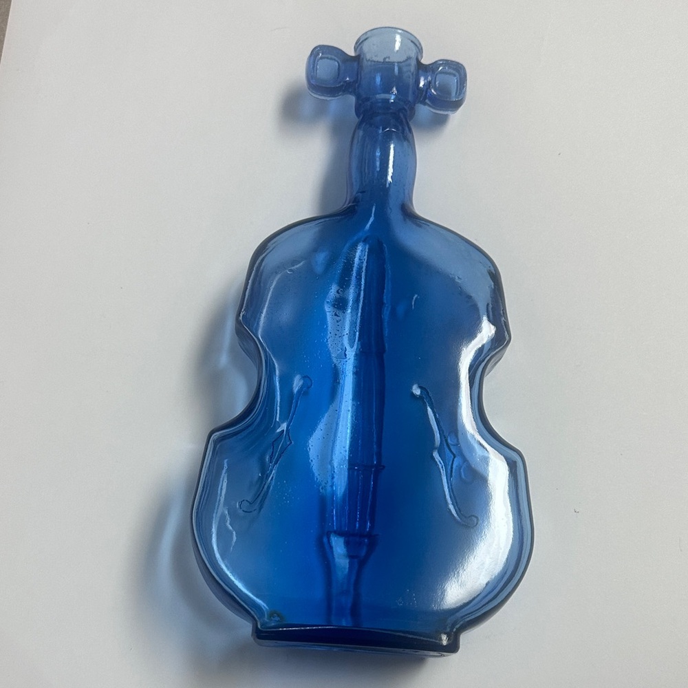 Blue Glass Violin-Shaped Decorative Accent
